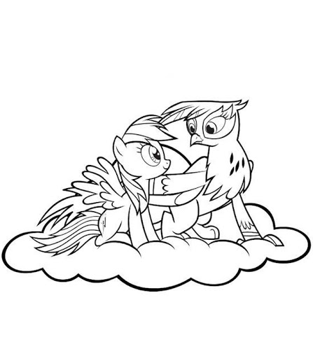 Kolorowanka online: Kolorowanka Rainbow Dash na chmurze